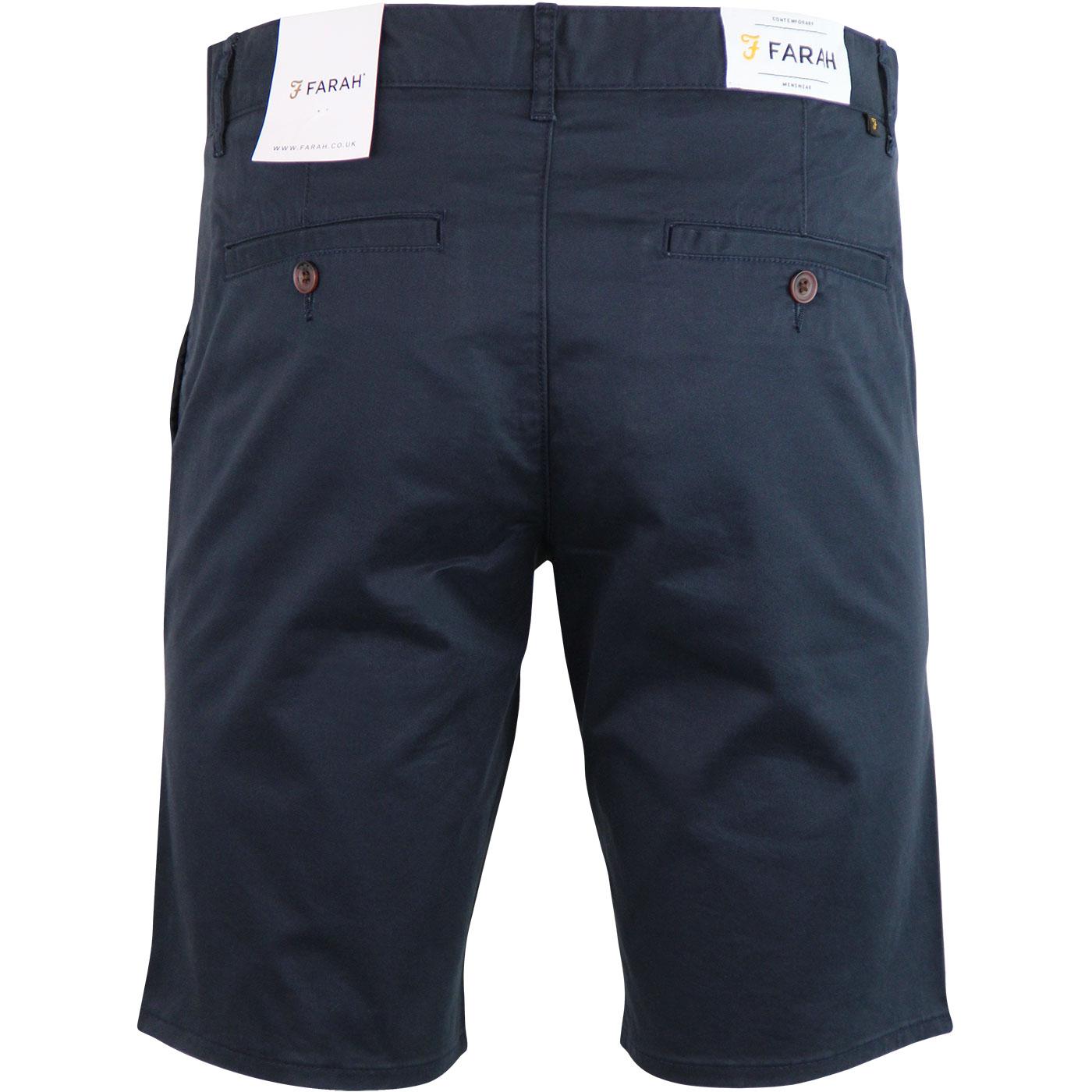 FARAH Hawk Men's Retro Cotton Twill Chino Shorts in Navy