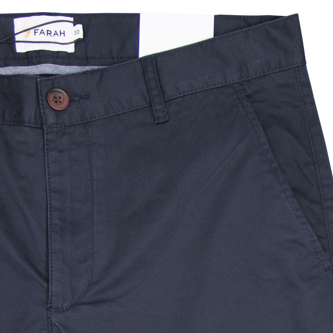 FARAH Hawk Men's Retro Cotton Twill Chino Shorts in Navy