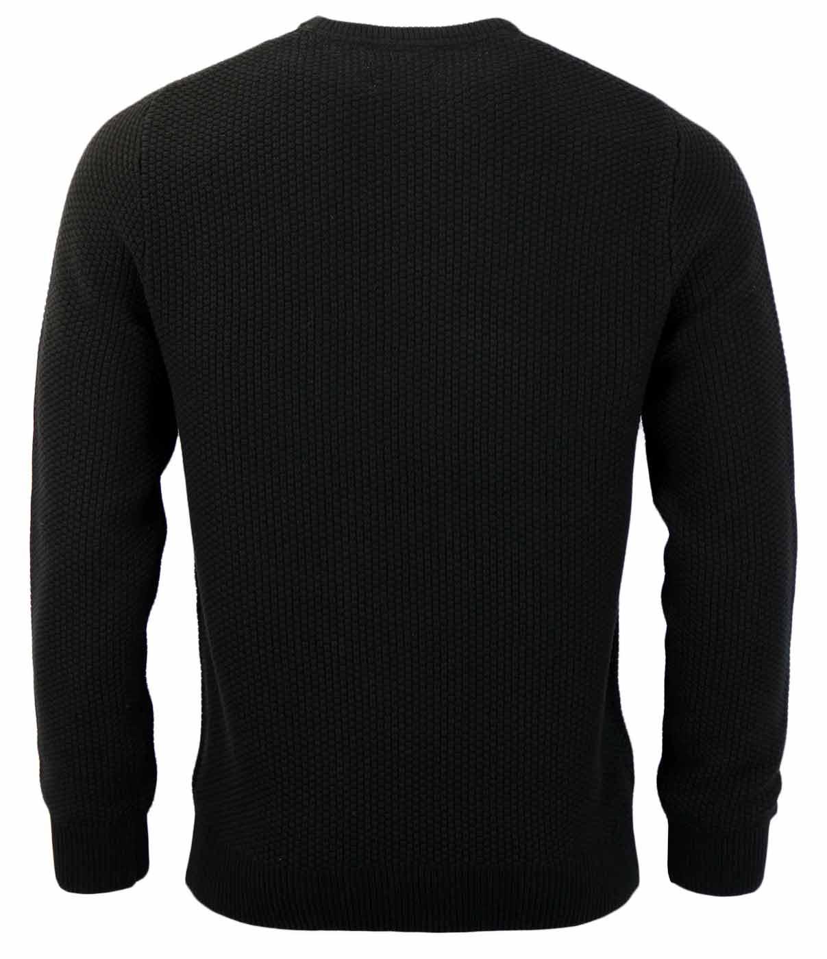 FARAH Hillingdon Retro Mod Waffle Knit Jumper in Black