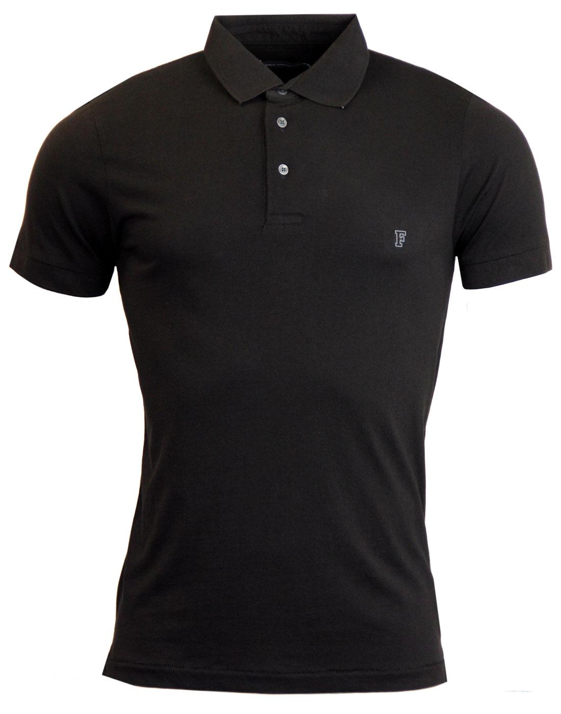 FRENCH CONNECTION Sneezy Retro Mod Jersey Polo Shirt in Black