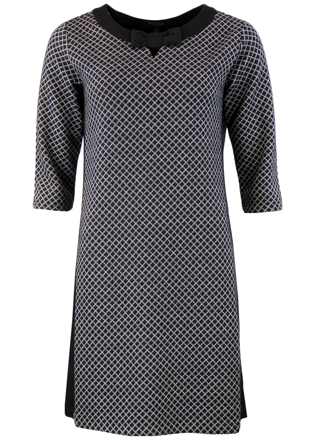 FEVER Lori Retro 1960s Mod Square Geo Bow Dress in Black