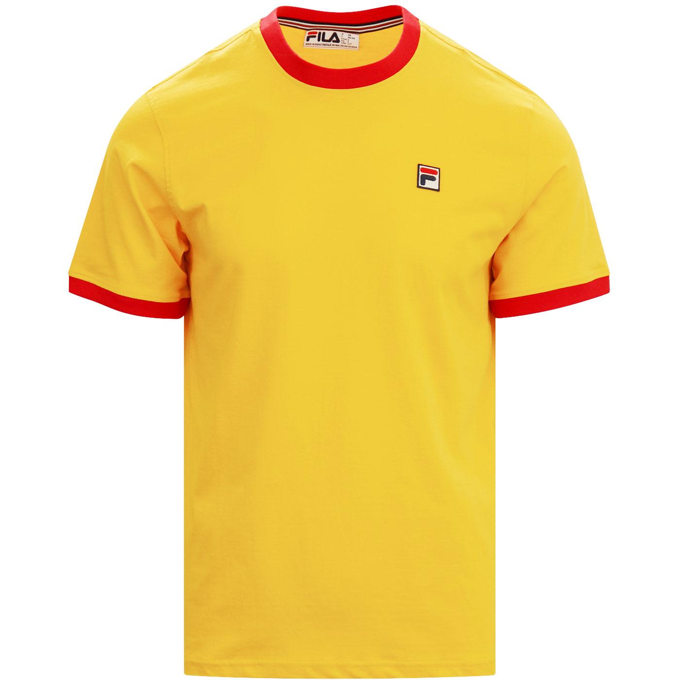 Marconi FILA VINTAGE Retro 70s Ringer T-shirt GOLD