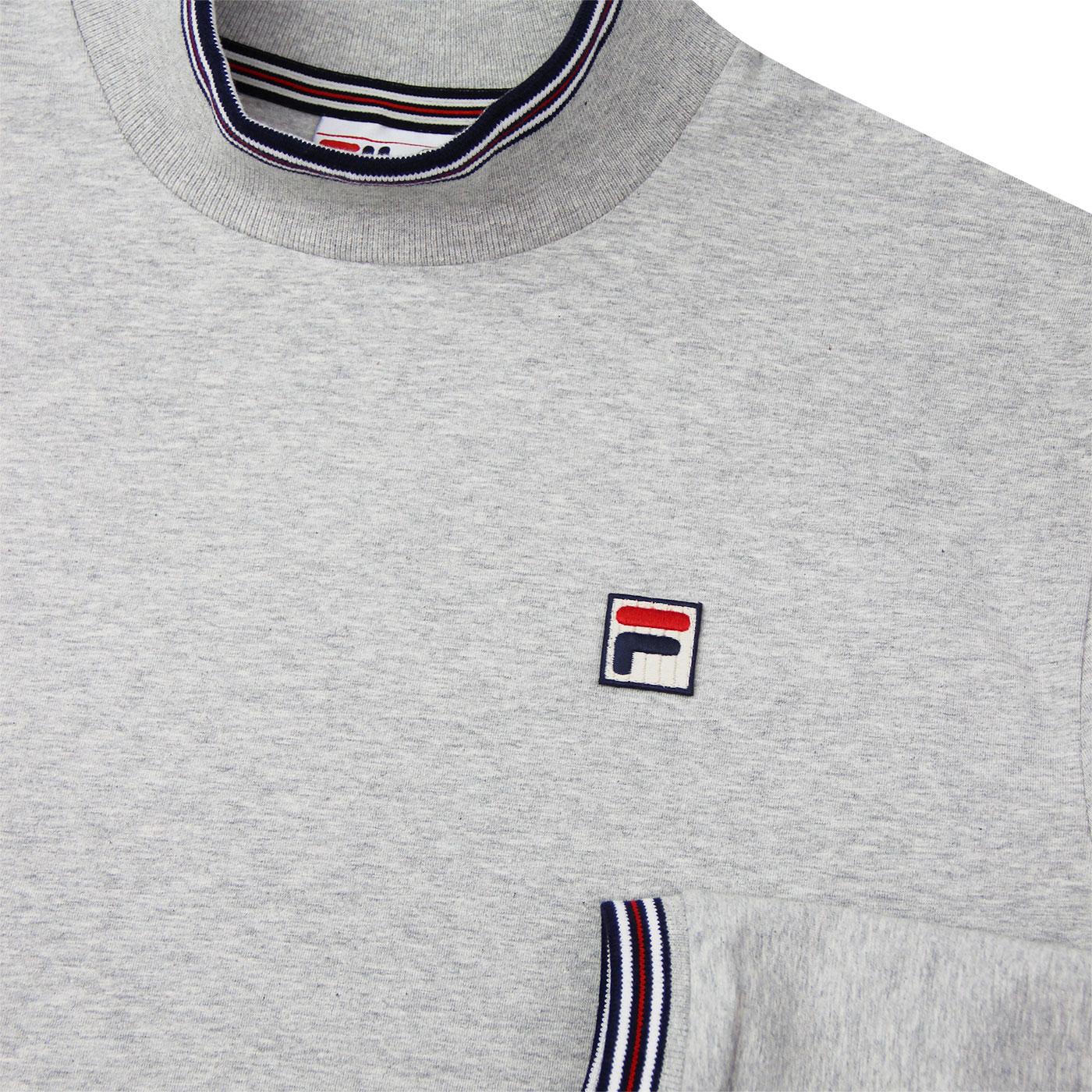 FILA VINTAGE 'Quentin' Retro High Neck Tee in Light Grey