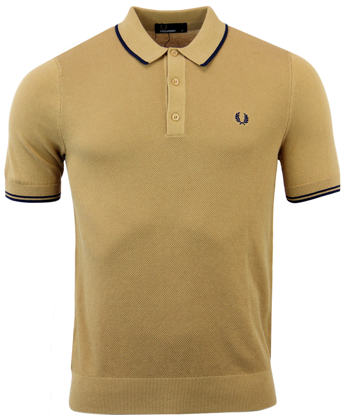 FRED PERRY Tipped Textured Knitted Polo Shirt C