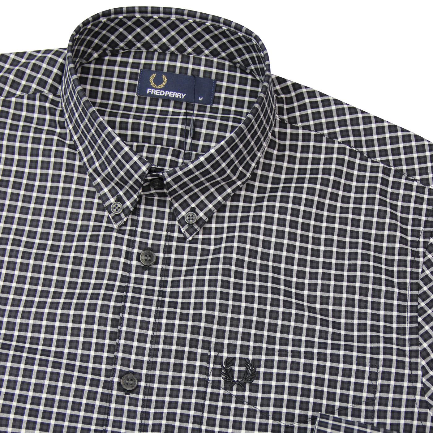 FRED PERRY Mens Mod 3 Colour Gingham Shirt in Black