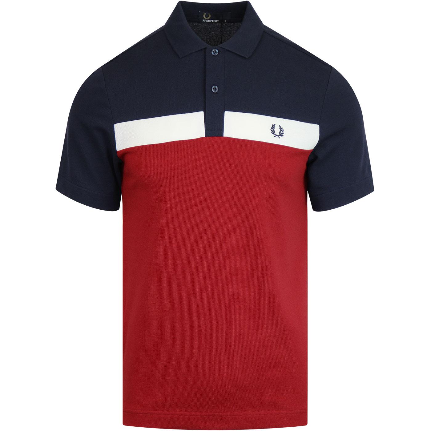 FRED PERRY Contrast Panel Mod Pique Polo RICH RED