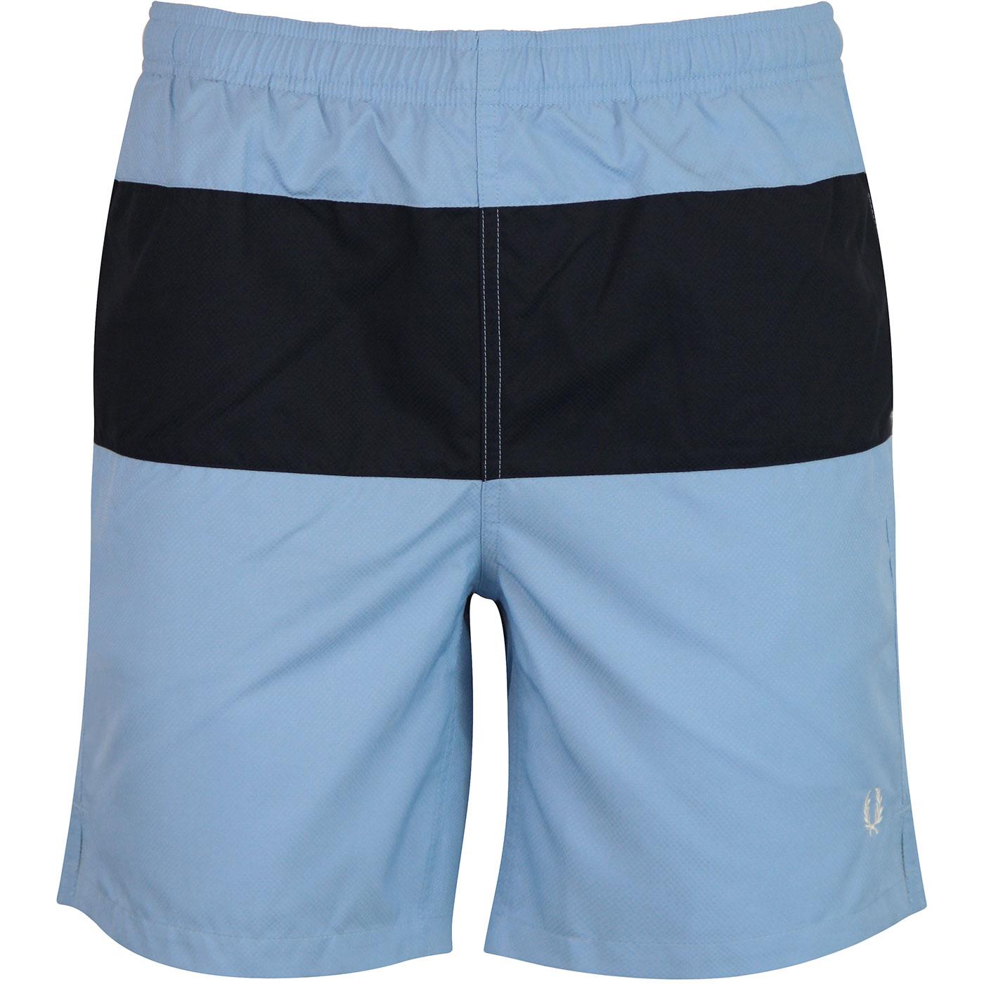 FRED PERRY Retro Contrast Panelled Swim Shorts SKY