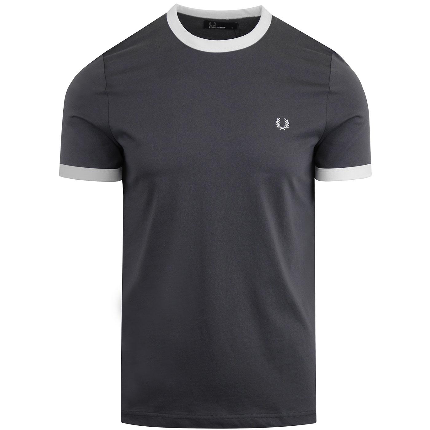 FRED PERRY Men's Retro Indie Ringer T-Shirt in Charcoal