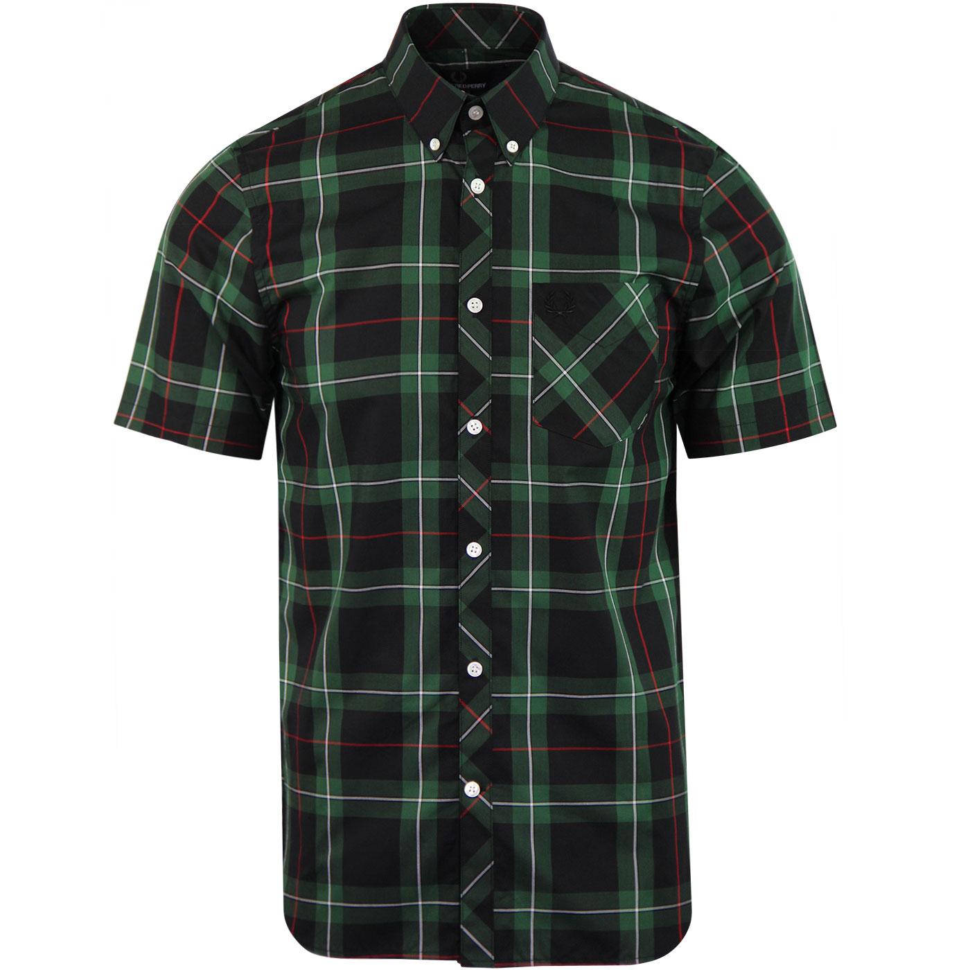 FRED PERRY Mod Button Down Tartan Shirt (Green)
