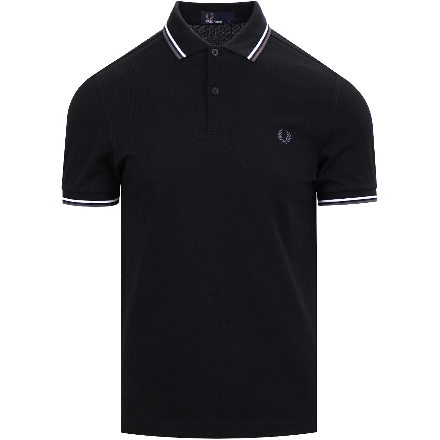 FRED PERRY M3600 Men's Mod Twin Tipped Polo in B/W/G