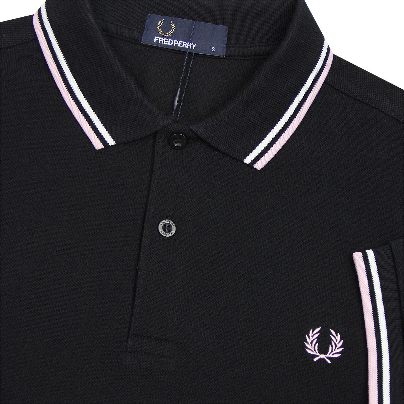 fred perry black twin tipped polo