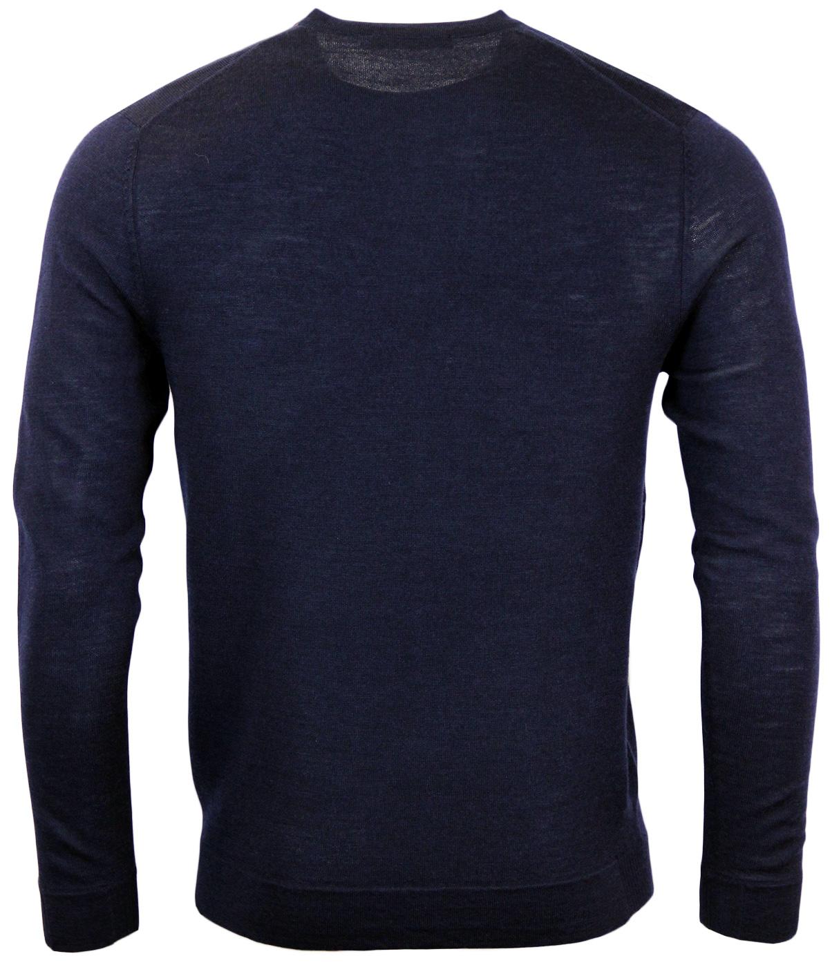 FRENCH CONNECTION Retro Merino Wool Knitted Jumper in Marine Blue