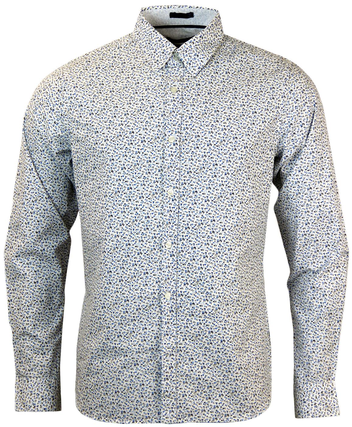 FRENCH CONNECTION Retro Mod 60s Mini Floral Shirt in White