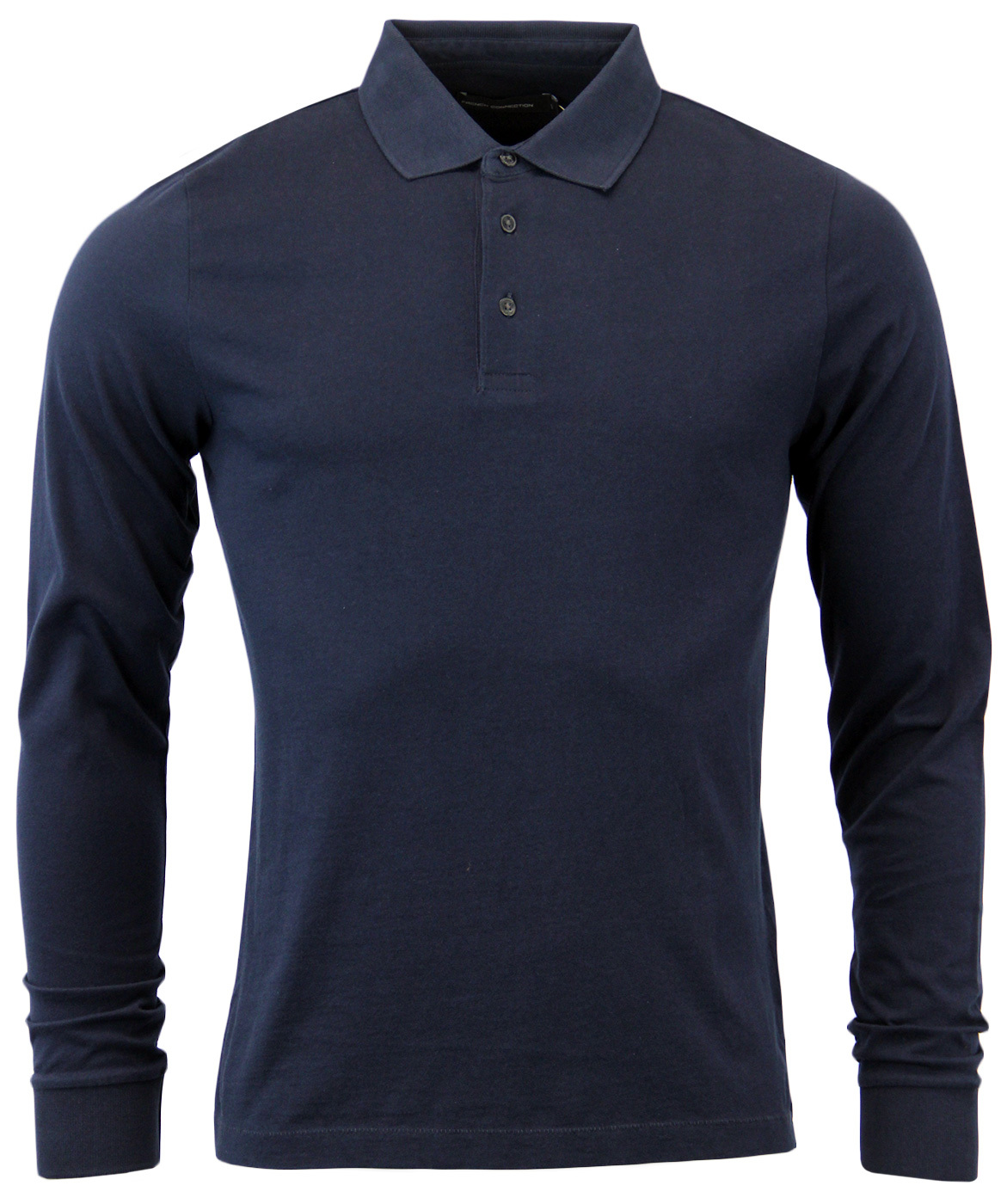 FRENCH CONNECTION Retro Mod Long Sleeved Polo in Marine Blue