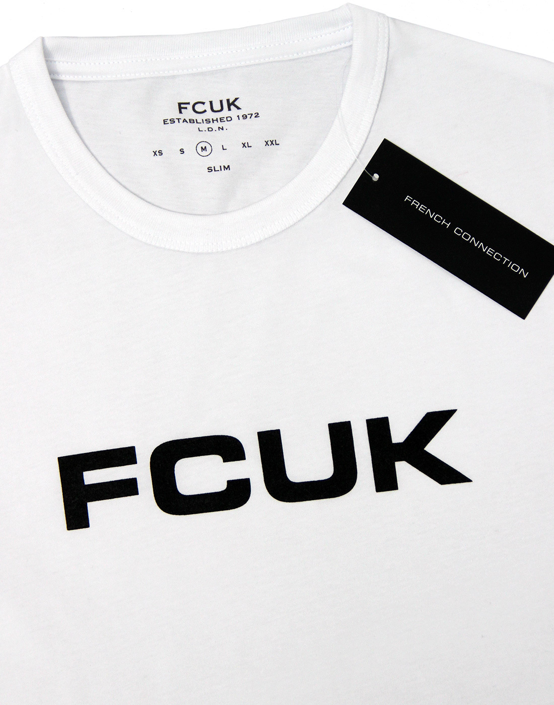 FRENCH CONNECTION FCUK Retro Bold Logo Tee in White