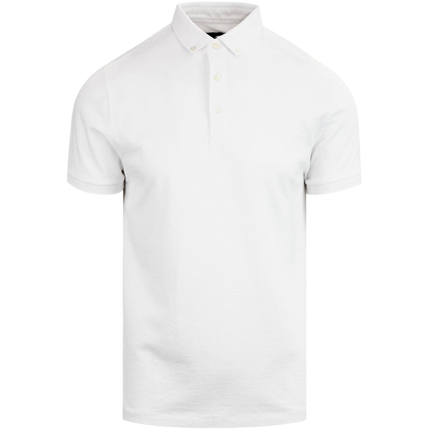 Parched FRENCH CONNECTION Mod Textured Polo WHITE
