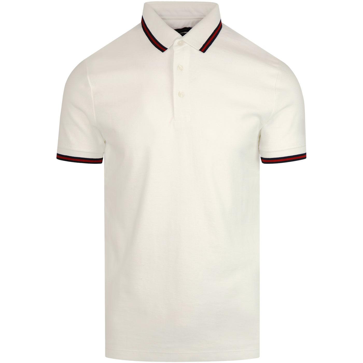 FRENCH CONNECTION Dobby Mod Jersey Tipped Polo MILK