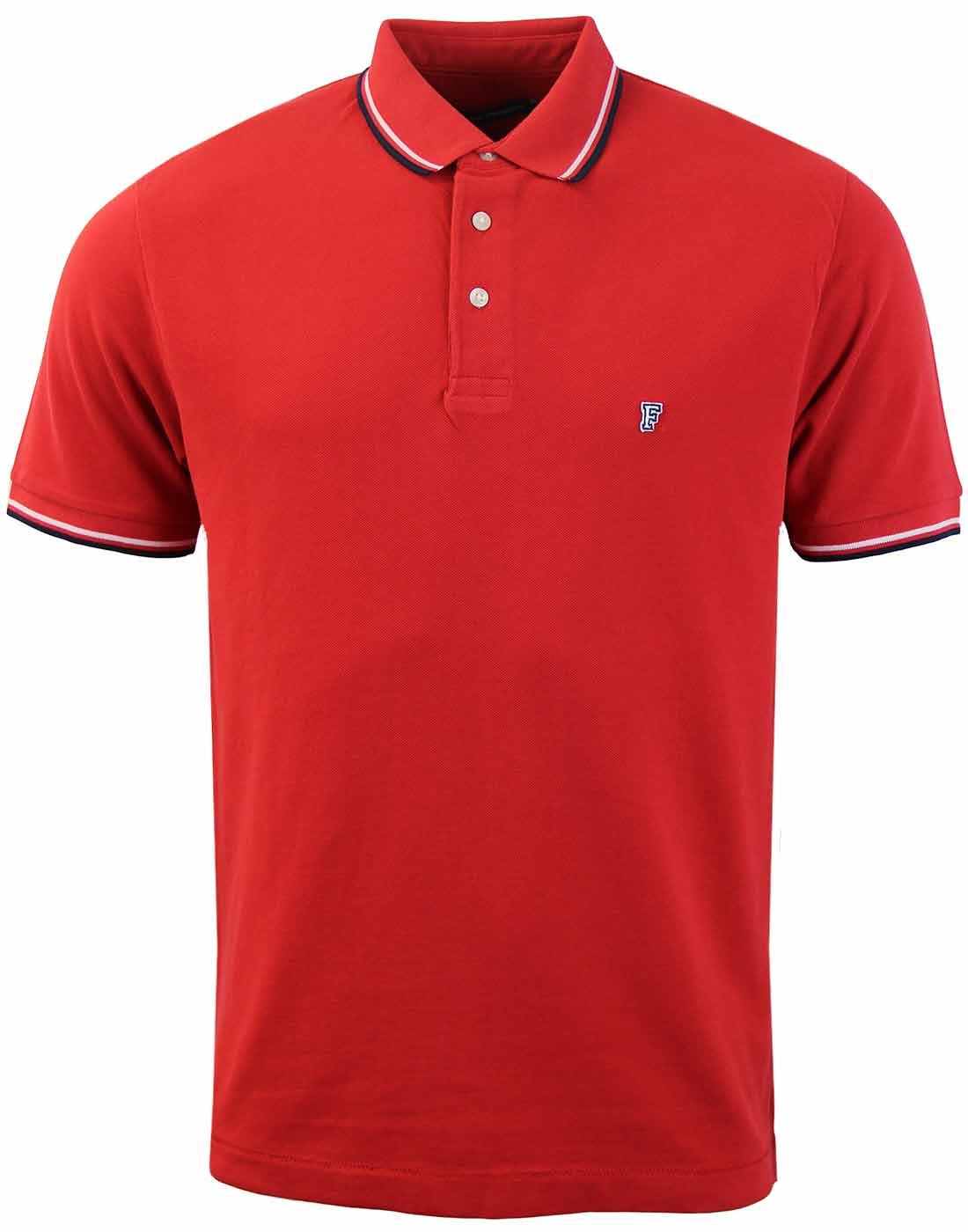 FRENCH CONNECTION Retro Mod Tipped Polo Shirt in Red