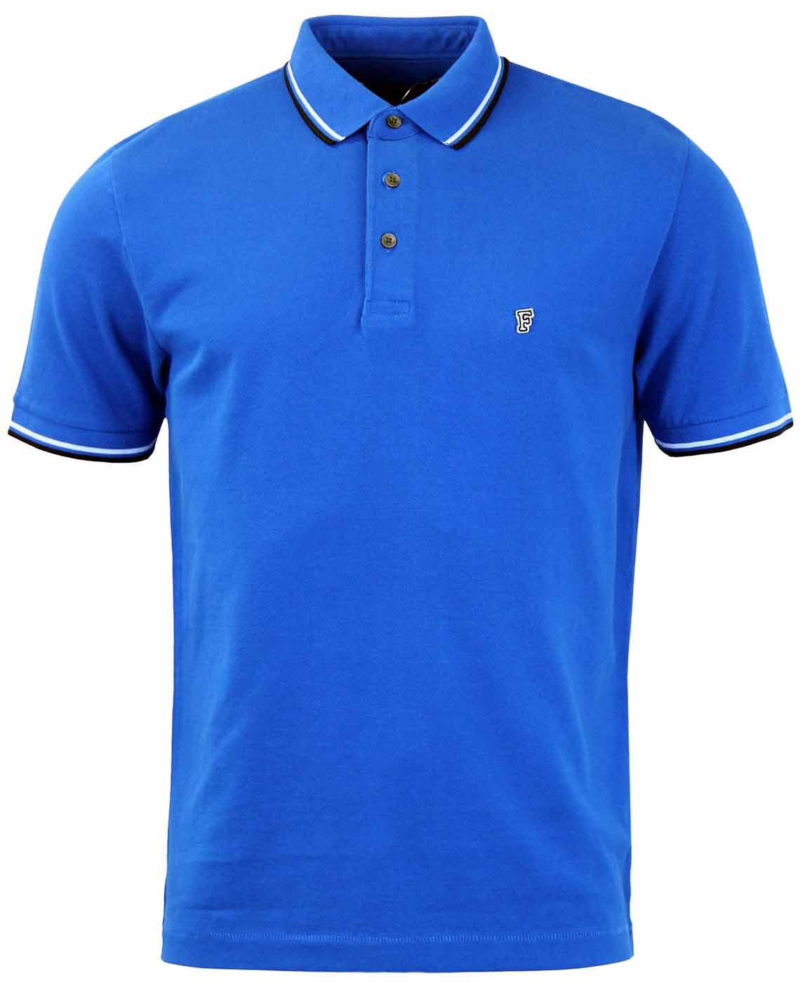 FRENCH CONNECTION Retro Mod Tipped Polo Shirt in Blue