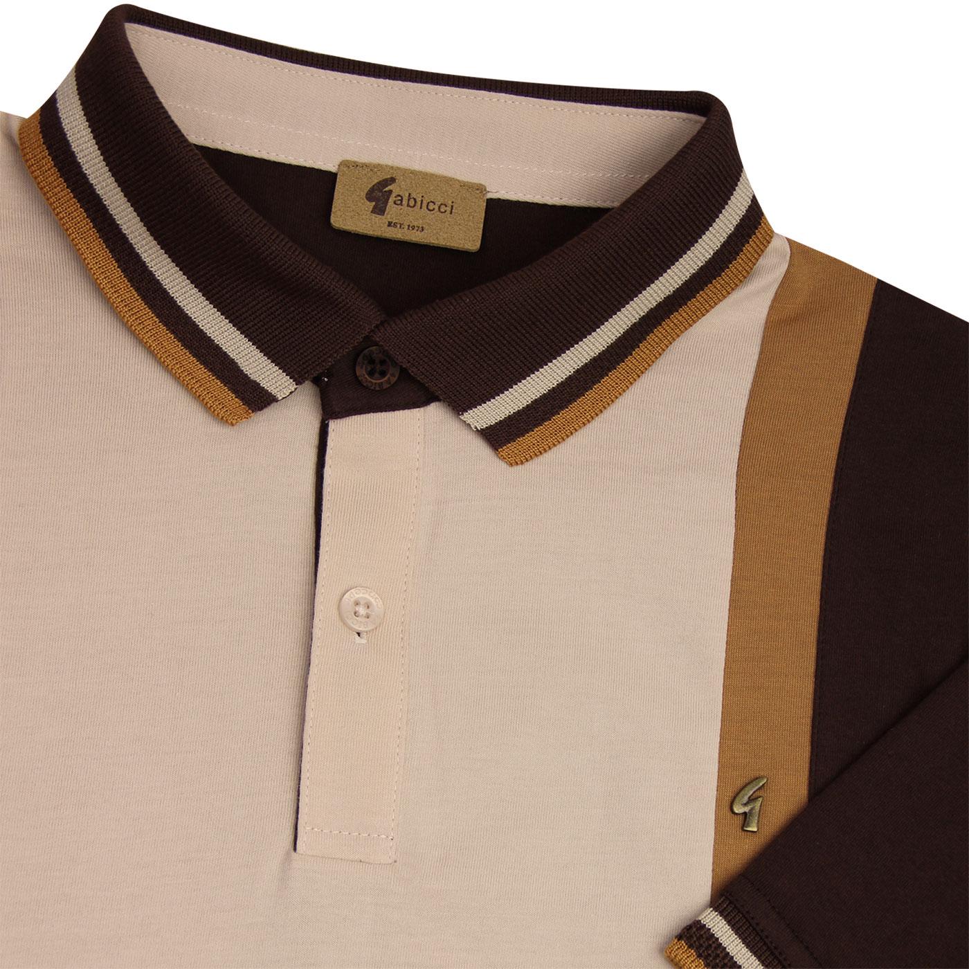 Brace GABICCI VINTAGE Retro 70s Mod Polo Shirt in Brown