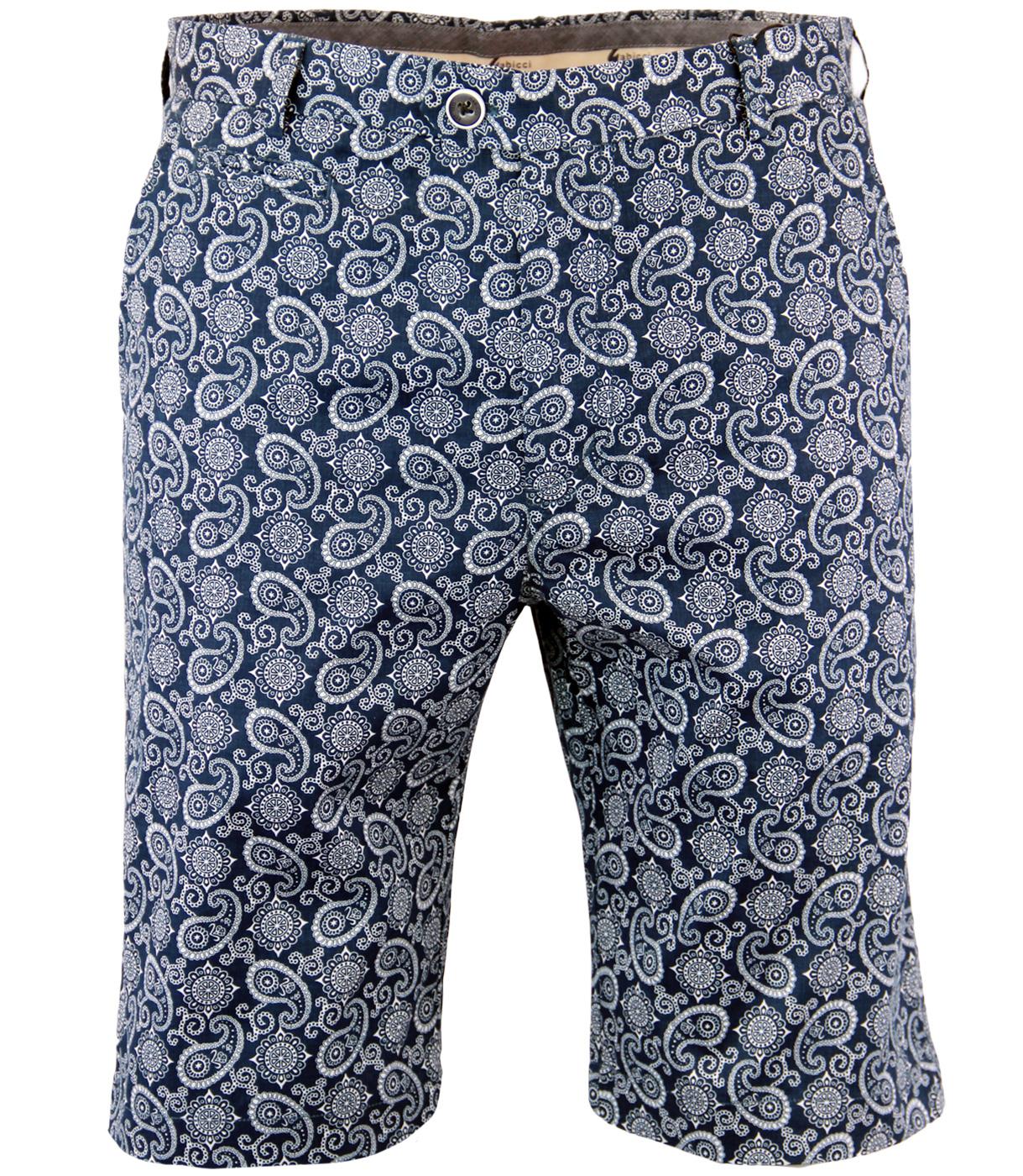 GABICCI VINTAGE Sixties Psychedelic Paisley Shorts in Navy