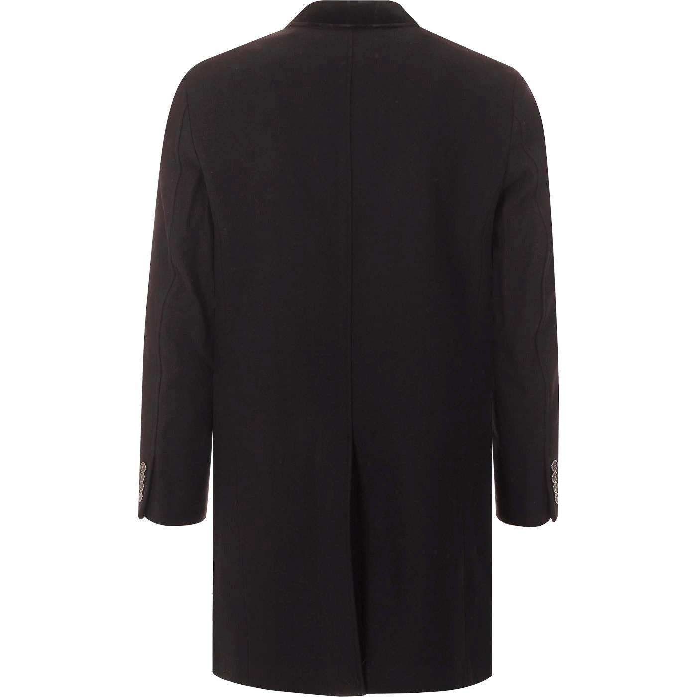 GABICCI VINTAGE Men's Retro Mod Wool Overcoat in Black