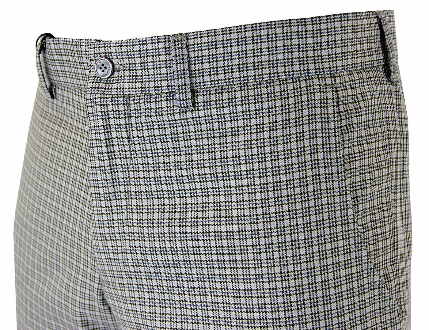 GABICCI VINTAGE Retro 1960s Mod Dogtooth Check Trousers in Pumice