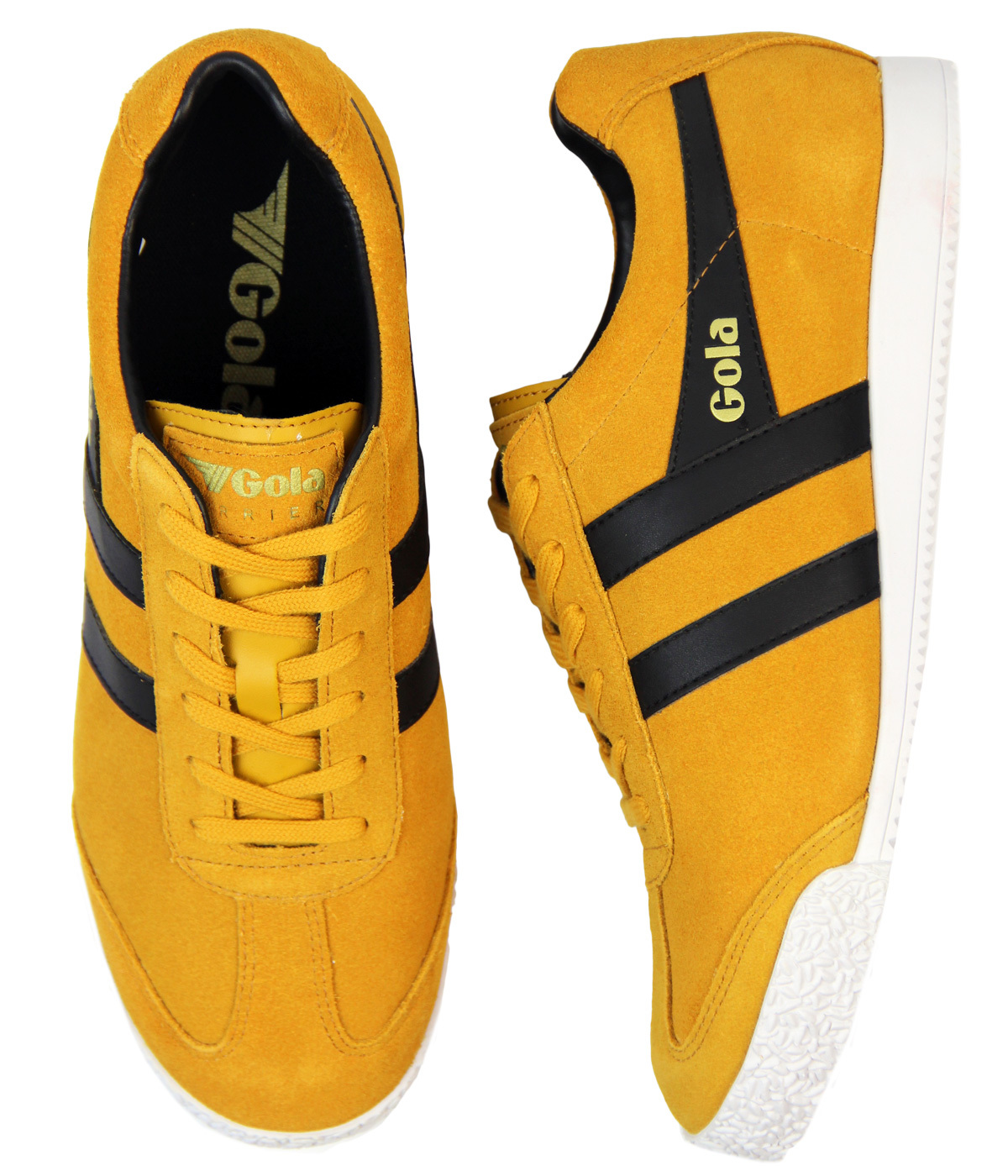 GOLA Harrier Premium Suede Retro Indie Trainers in Yellow/White