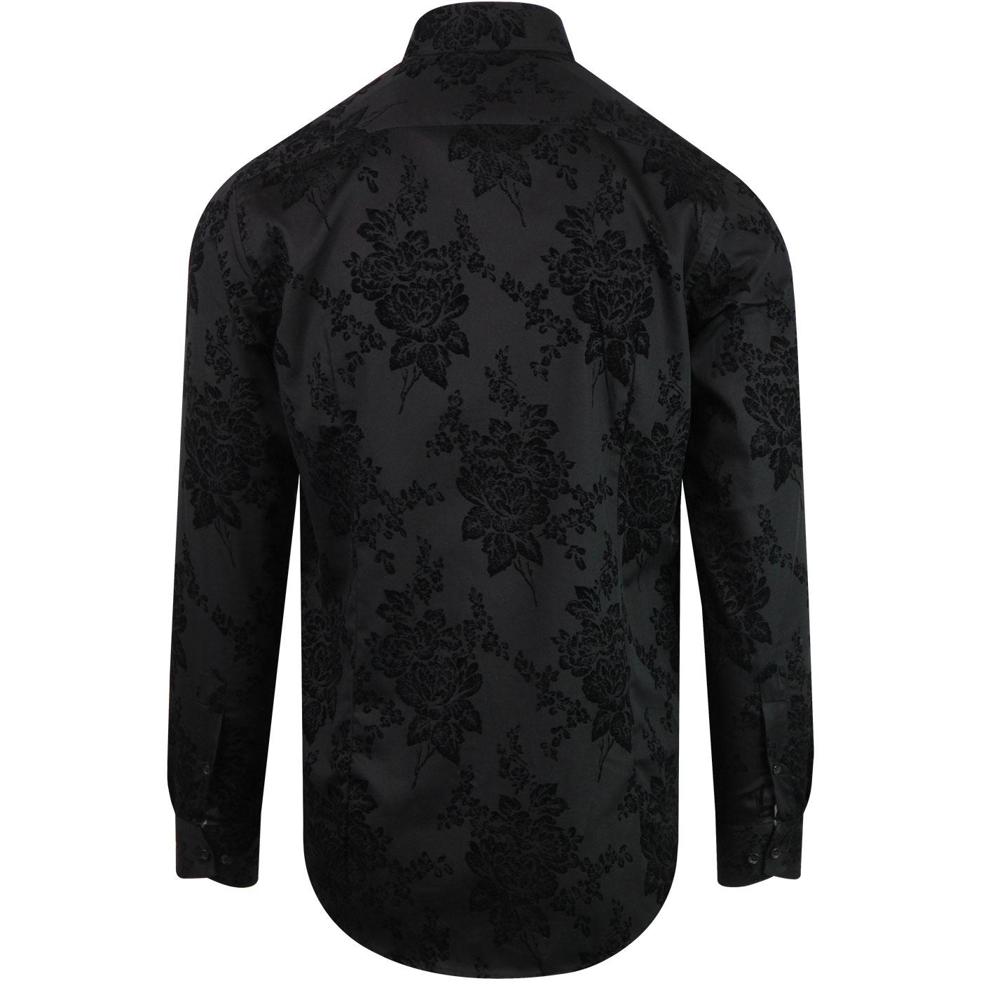 GUIDE LONDON 1960s Mod Baroque Floral Print Shirt In Black