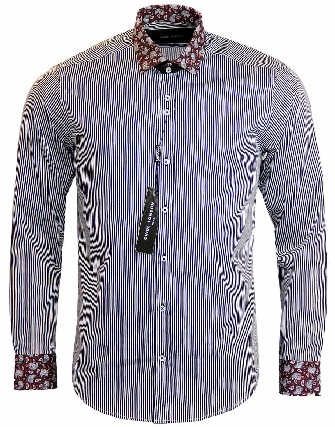 GUIDE LONDON 1960s Mod Paisley Collar Stripe Shirt