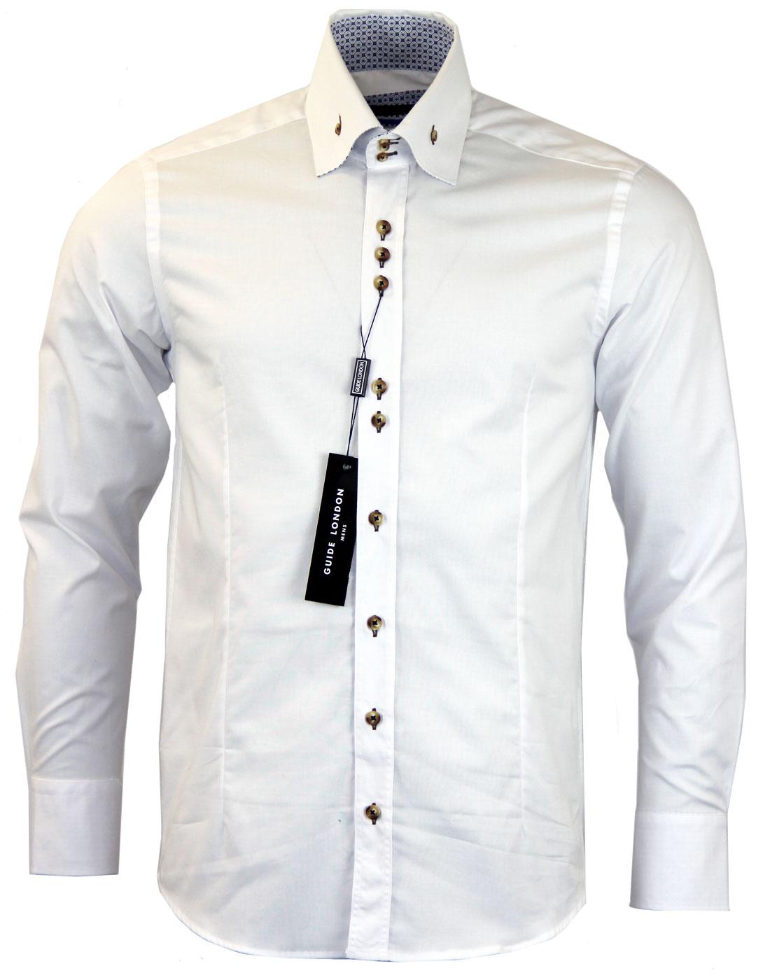 GUIDE LONDON 60s Mod Big Collar Button Down Shirt