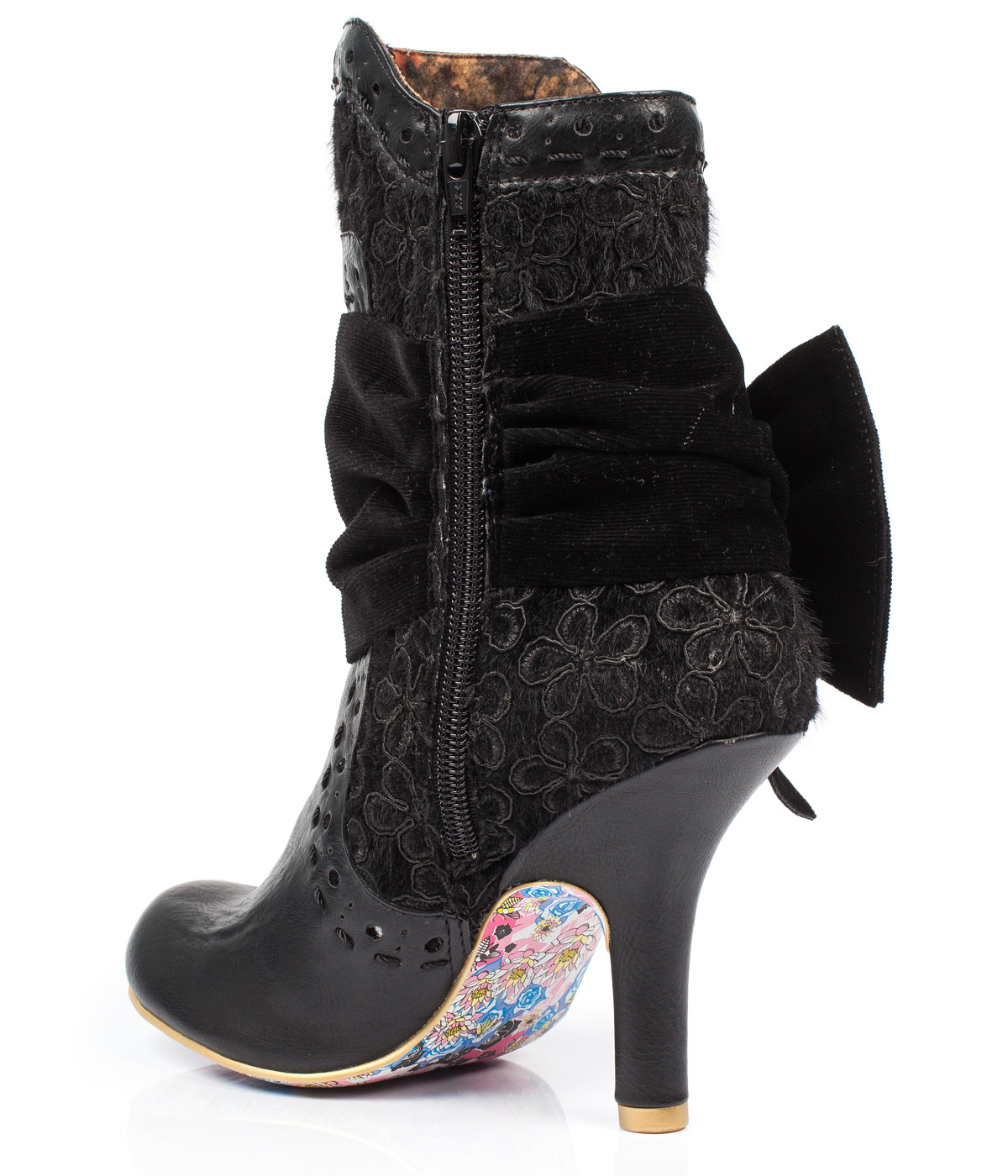 IRREGULAR CHOICE Rosie Lea Retro Vintage Heel Boots in Black