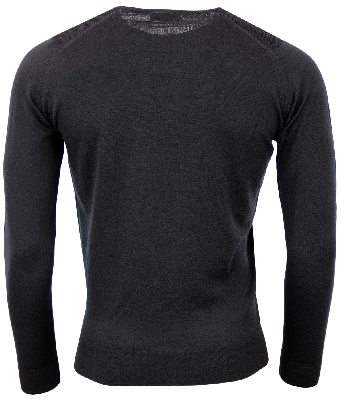 JOHN SMEDLEY Cleves Retro 60s Mod Knit Crew Neck Jumper in Black