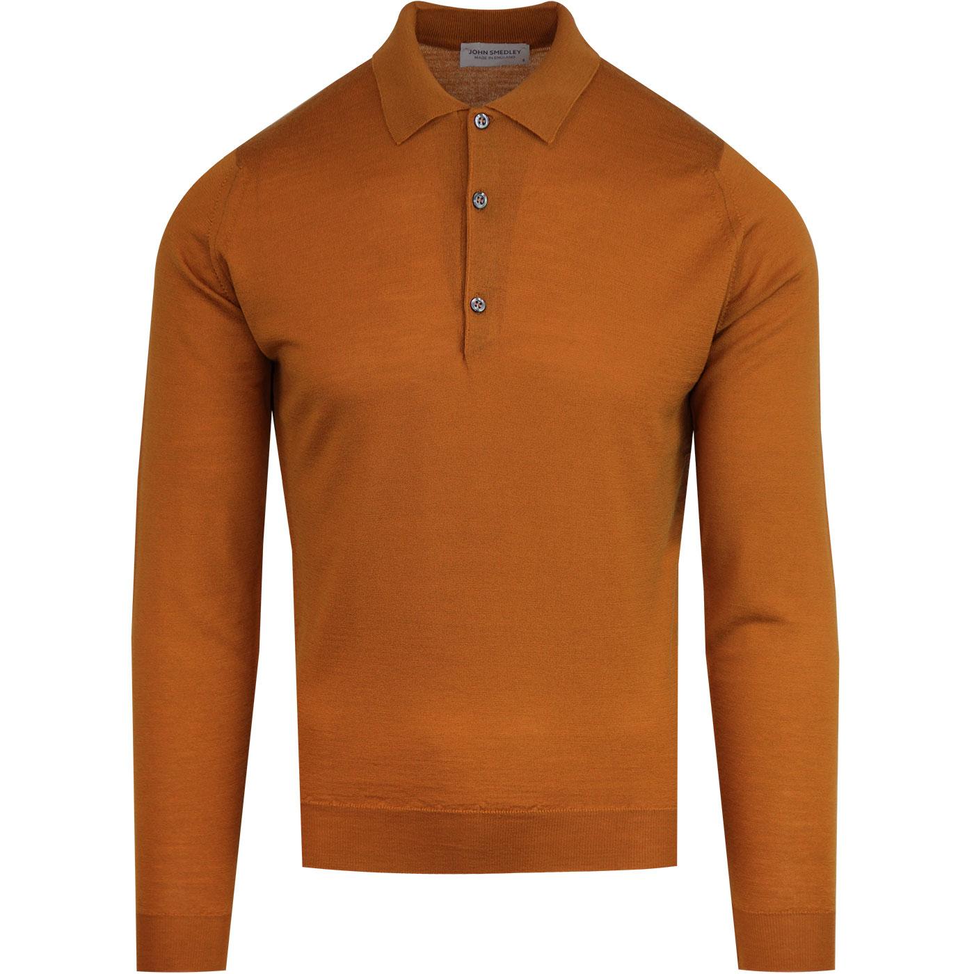 JOHN SMEDLEY Belper Made in England Knitted Polo Bronze