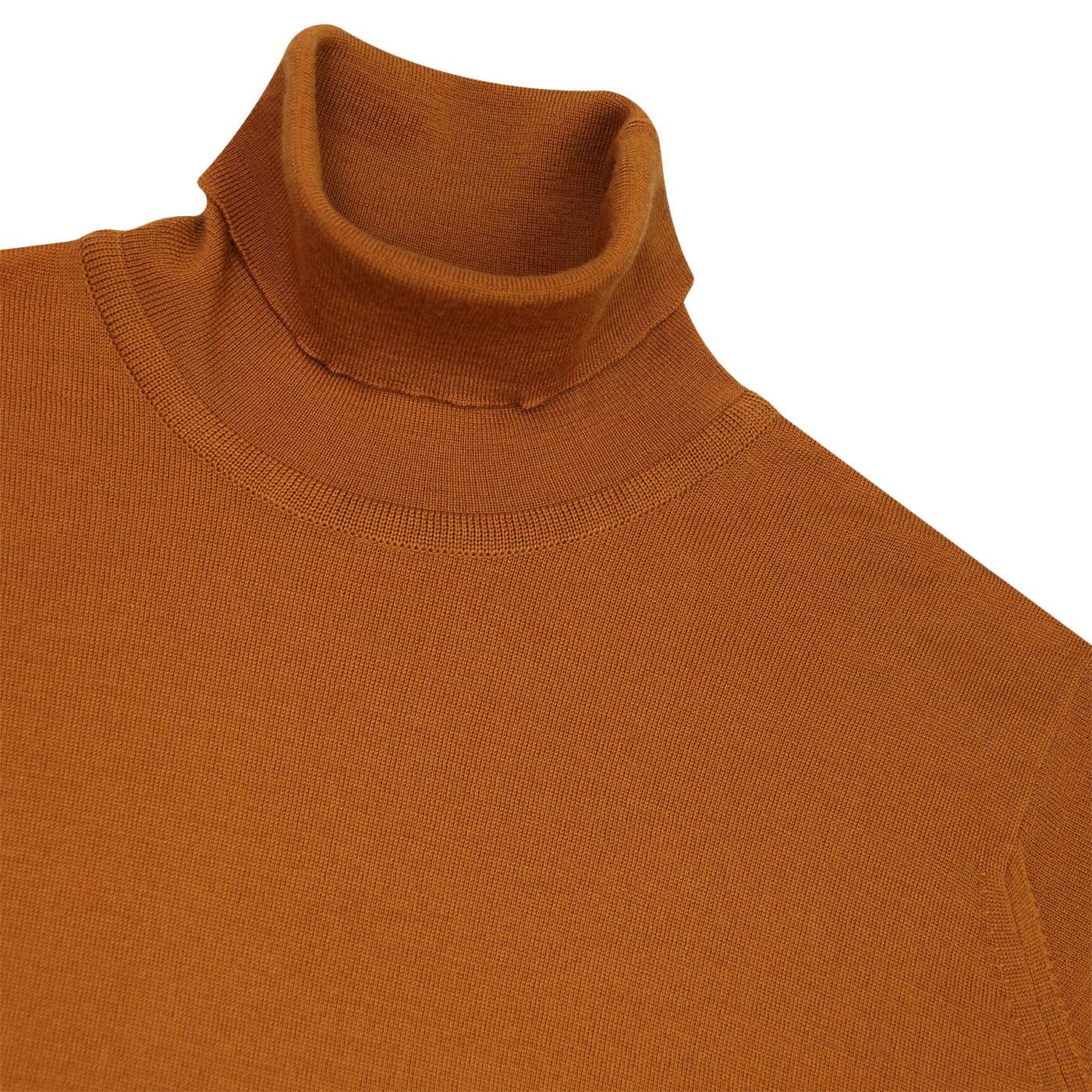 John Smedley Cherwell 60s Mod Roll Neck Jumper Bronze