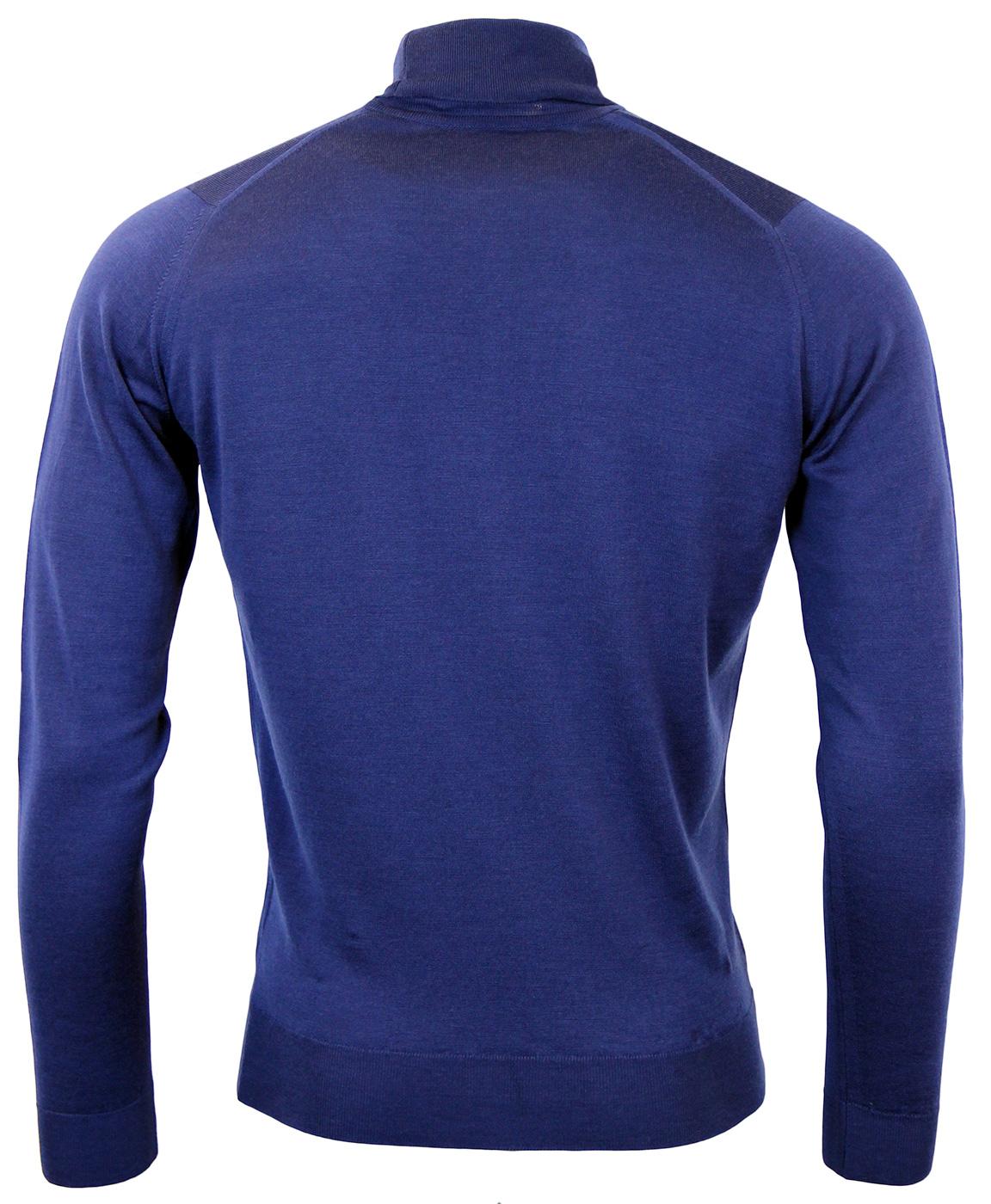 JOHN SMEDLEY Belvoir Retro 60s Mod Roll Neck Jumper Blue John