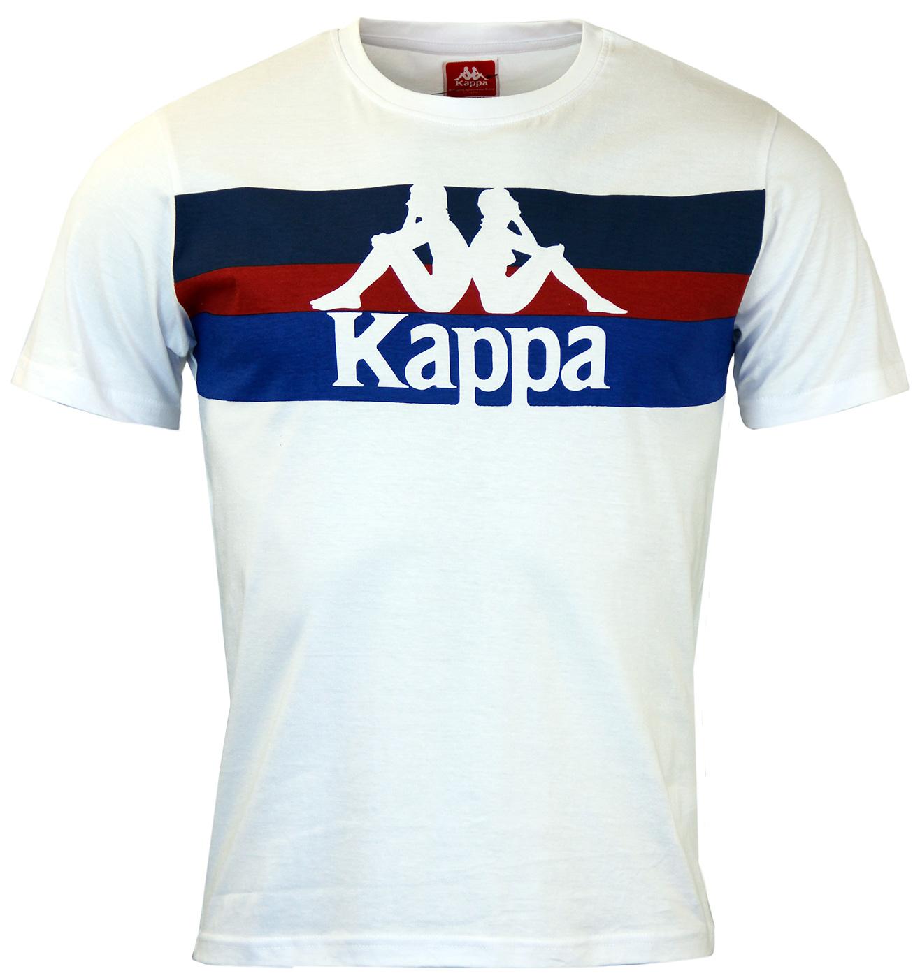 KAPPA Skippa Retro 1980s Casuals Block Stripe T-Shirt in White