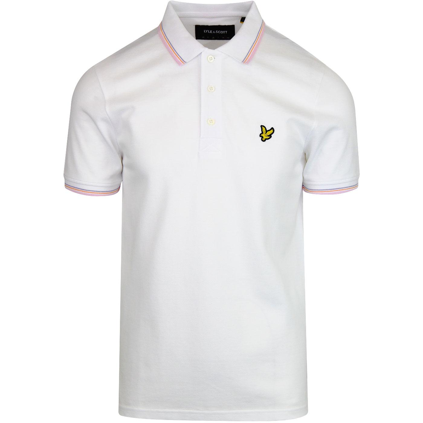 LYLE & SCOTT Retro Mod Tipped Pique Polo Top WHITE