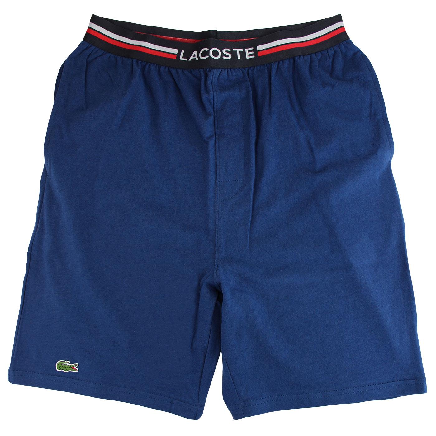 LACOSTE Retro Stripe Band Lounge Shorts (Blue)
