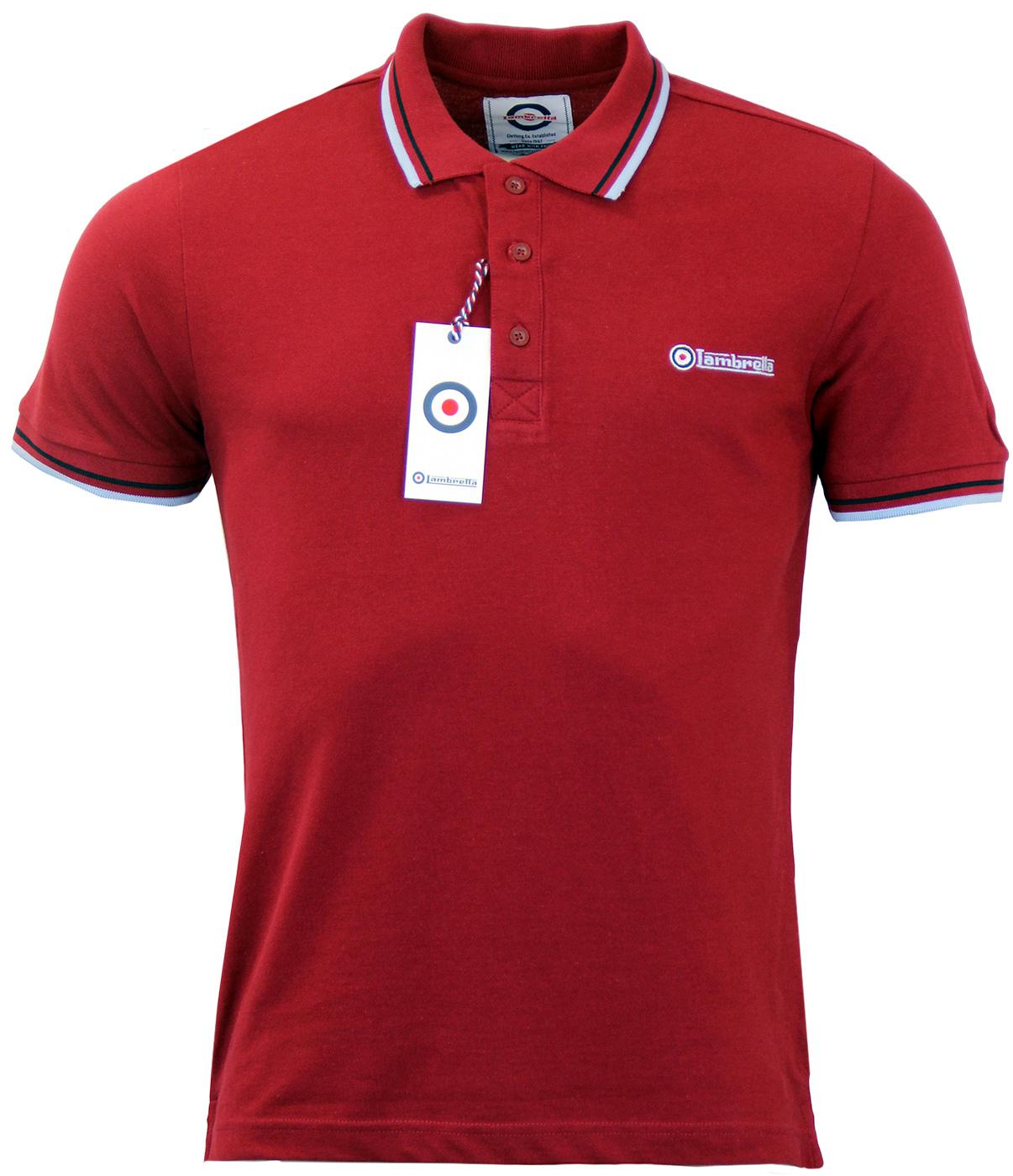 Lambretta Khaki 100% Cotton 2 Badge Polo Shirts …