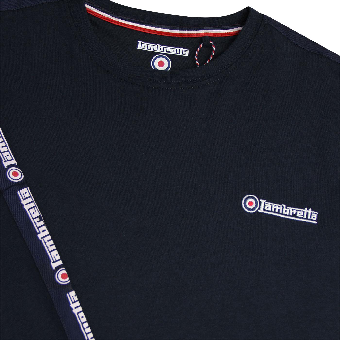 LAMBRETTA Men's Retro Mod Taped Long Sleeve Tee In Navy