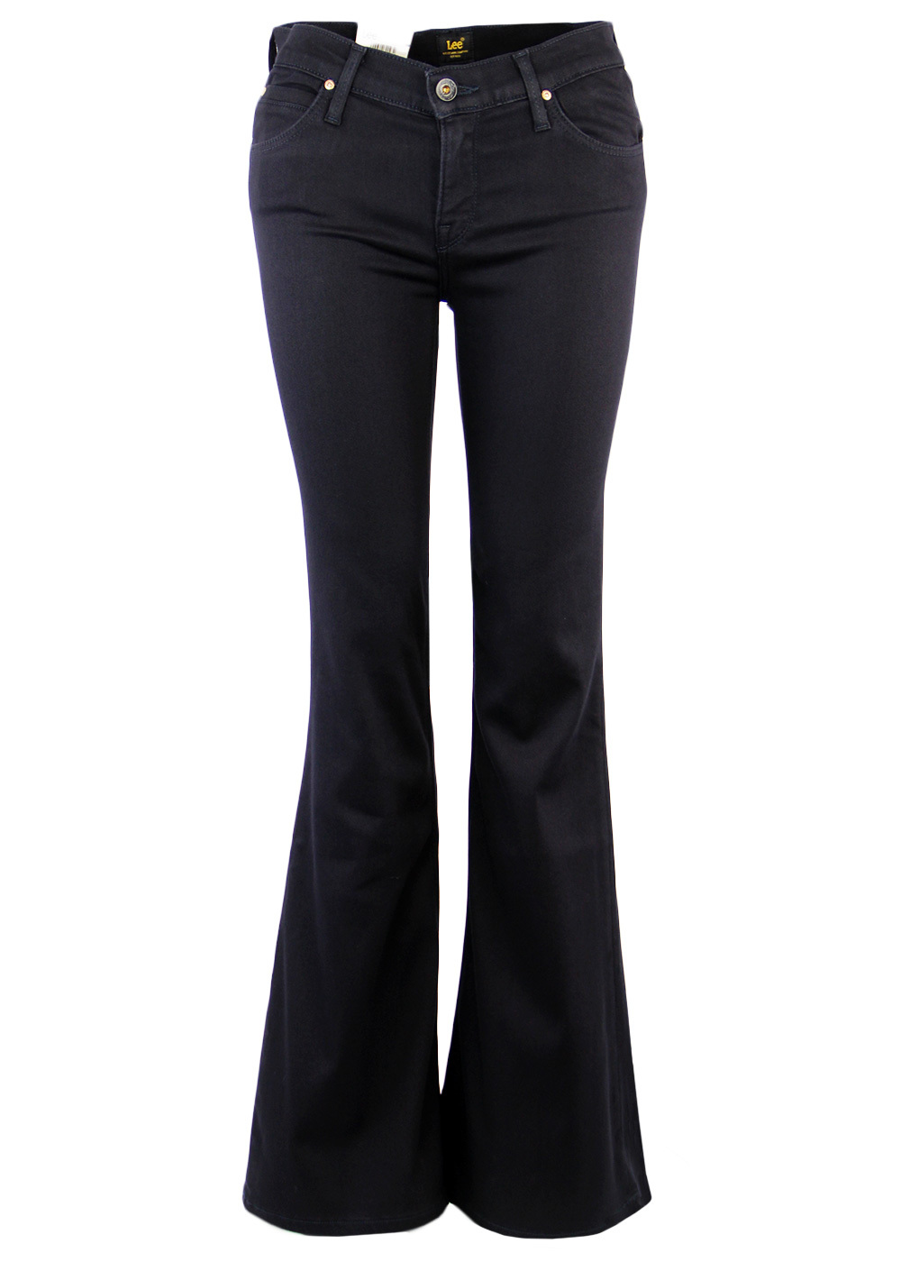 Annetta LEE Retro 70s Wide Flare Black Denim Jeans