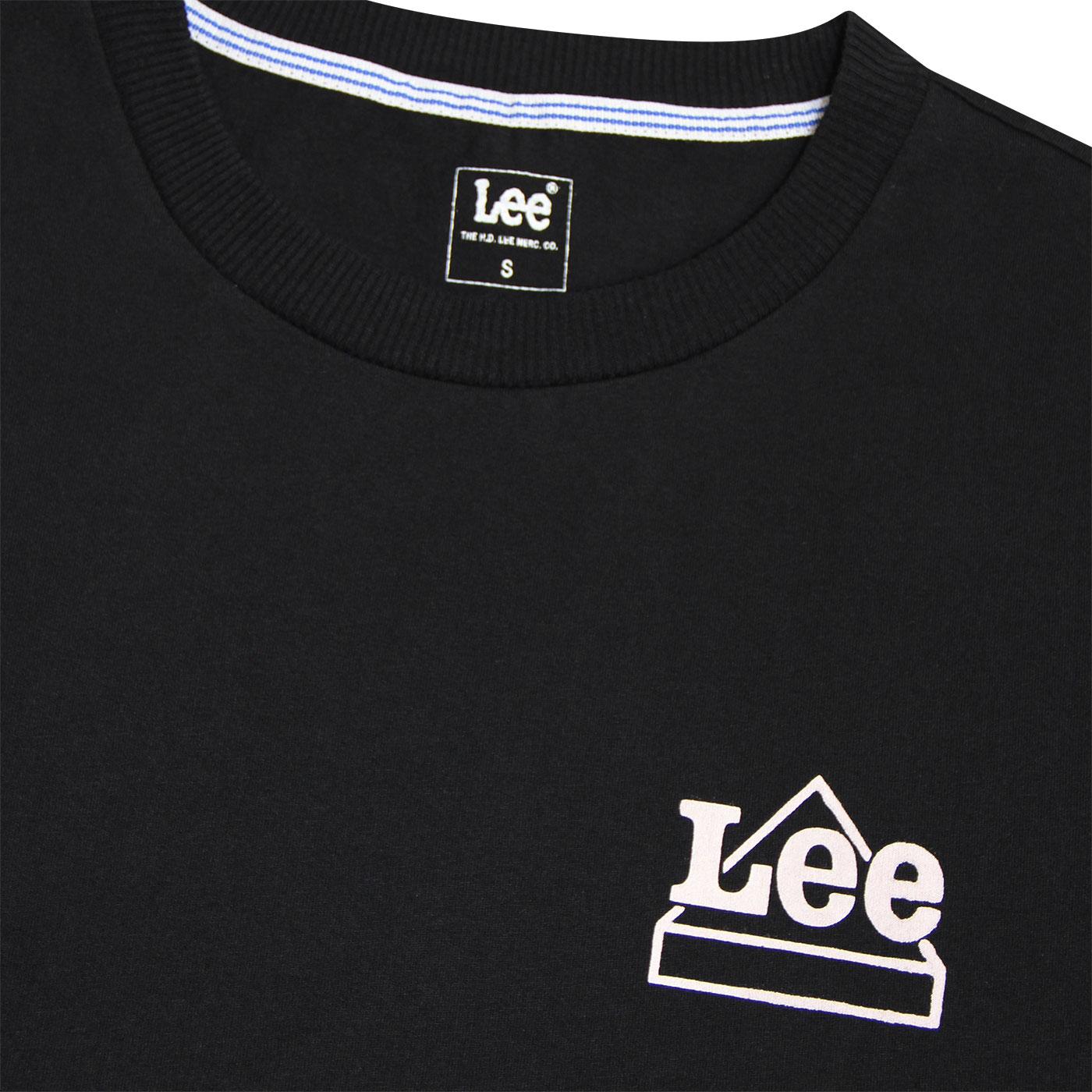 LEE Men's Retro 1980s Indie Crew Neck Logo T-shirt in Black