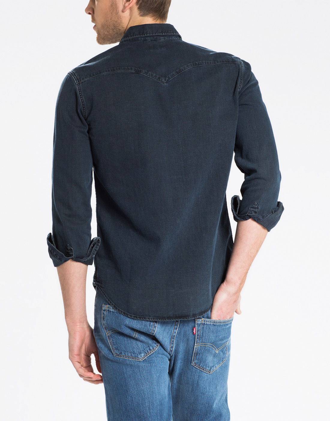 levi's dark blue denim shirt