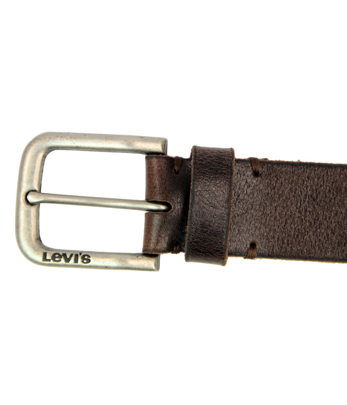Levi's® Retro Mod Full Grain Leather Buckle Belt in Dark Brown