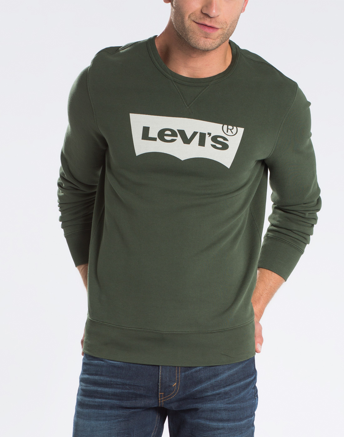 LEVI'S® Mens Retro 70s Indie Graphic Crew Fleece Sweatshirt Green