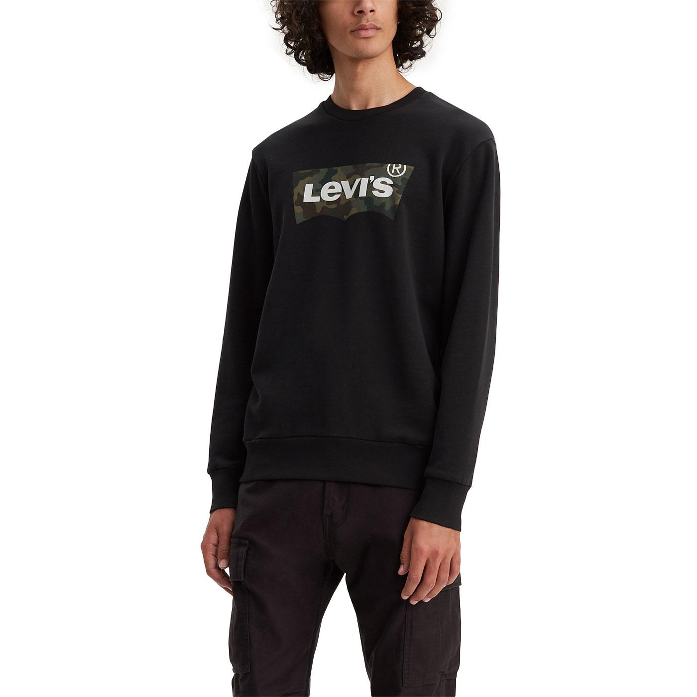 LEVI S Men s Retro HM Batwing Camo Logo Sweatshirt Black