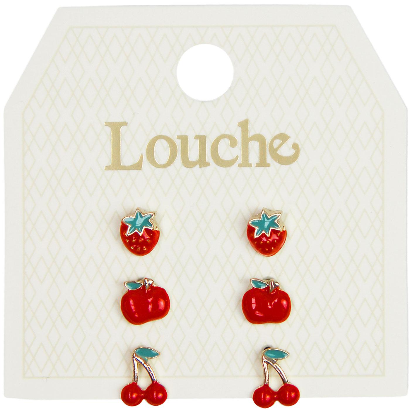 Thorn LOUCHE 3 Pairs Of Retro Red Fruit Earrings