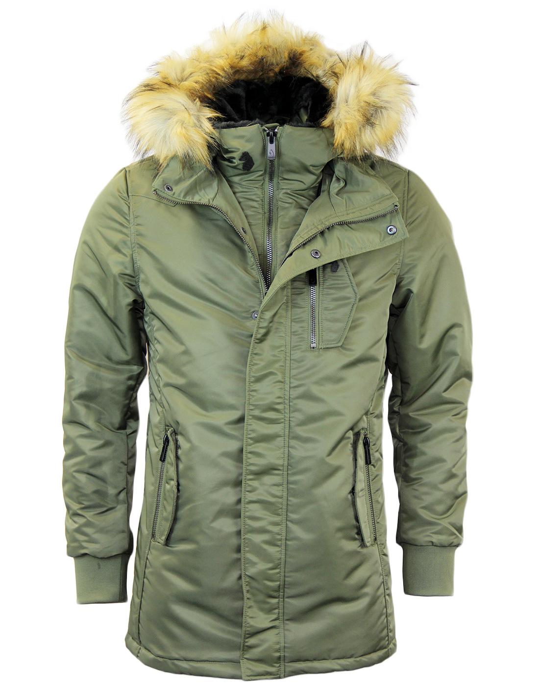 LUKE 1977 Luca Clarke Retro Snorkel Fishtail Parka in Khaki