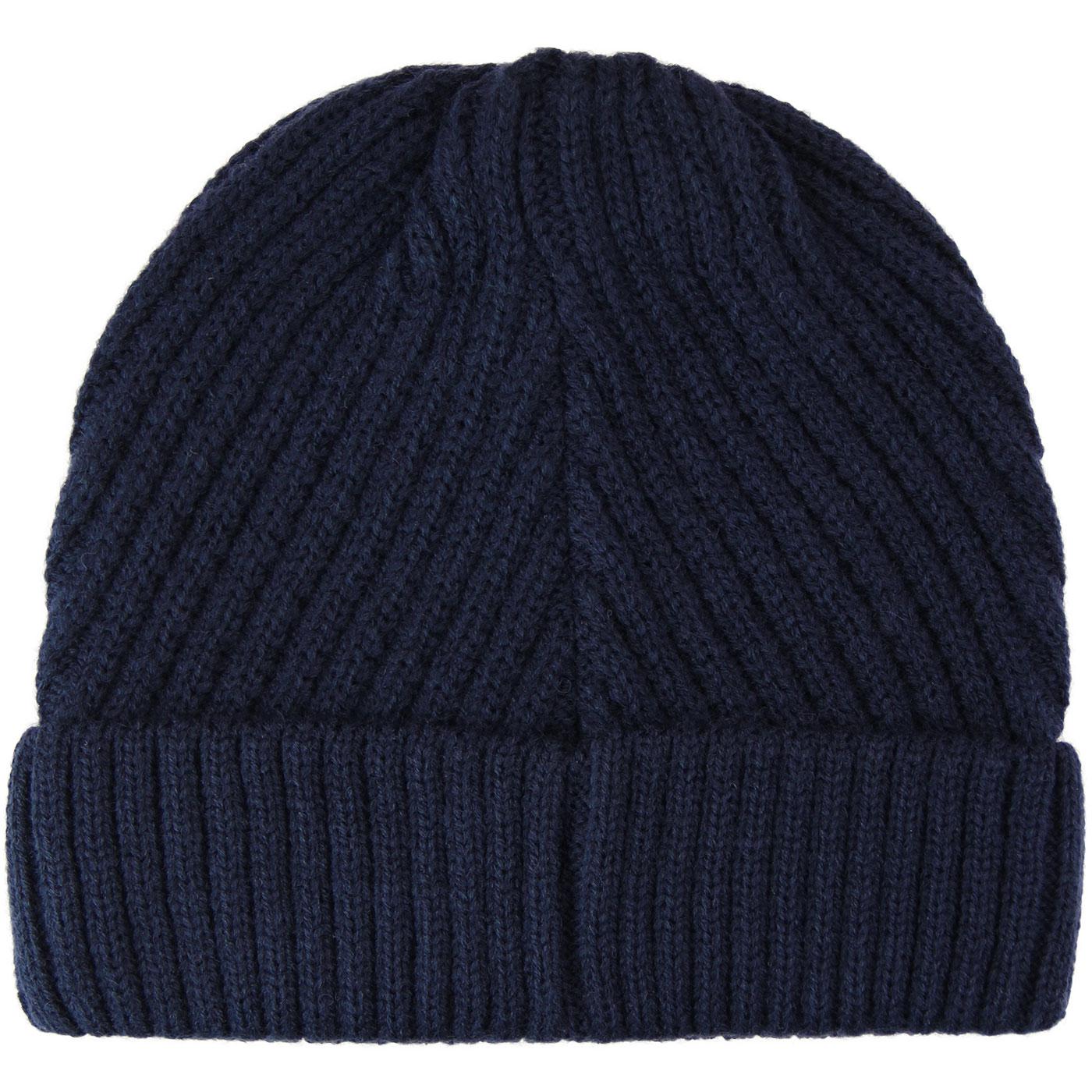 Osh LUKE 1977 Retro Ribbed Knitted Beanie Hat in Navy